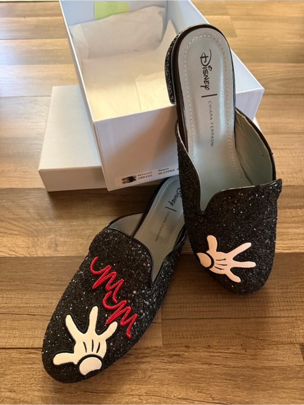 Chiara Ferragni x Disney Glitter Mules Women 38 | Black
